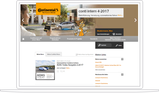 Screenshot of Continental's intranet