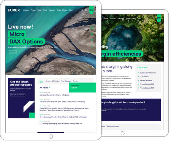 Screenshot of the Eurex corporate website