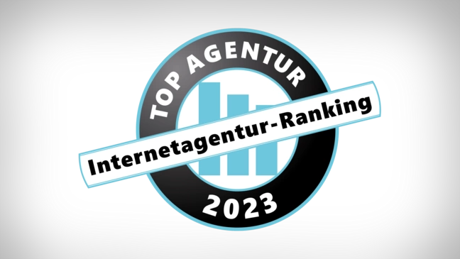 Logo des Internetagentur-Ranking 2023 mit Auszeichnung "Top-Agentur"