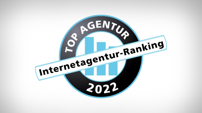 Logo des Internetagentur-Ranking 2022 mit Auszeichnung "Top-Agentur"
