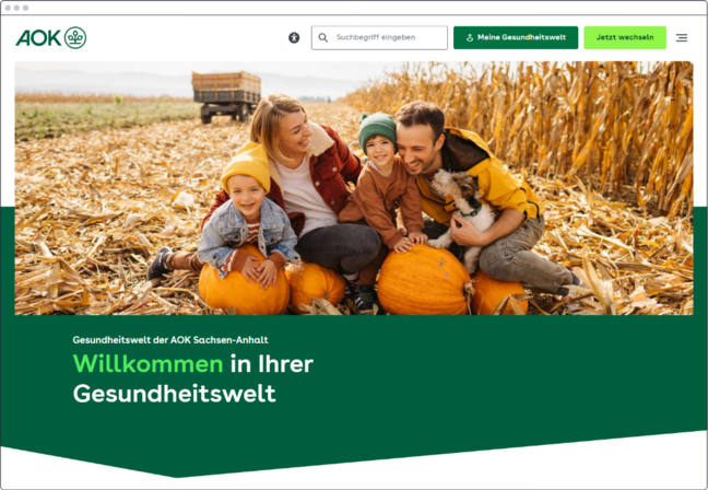 Screenshot Gesundheitswelt AOK Sachsen-Anhalt