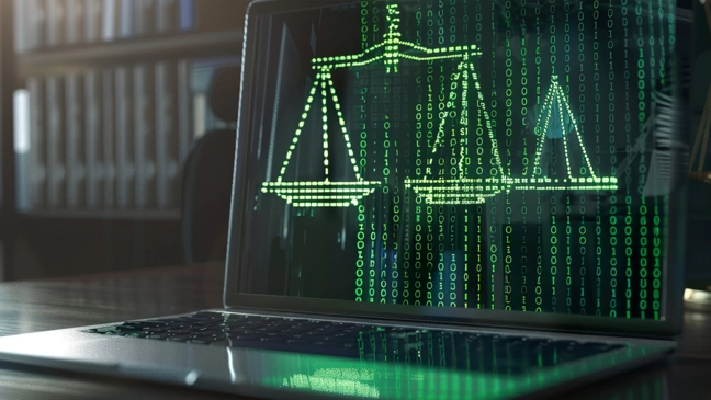 Laptop mit einer Justiz Darstellung