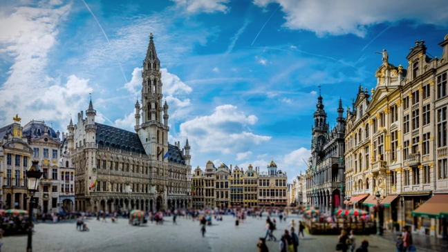 Brussels city center with city hall