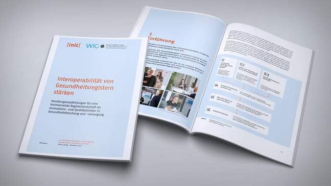 Cover des Whitepapers Interoperabilität von Gesundheitsregistern stärken