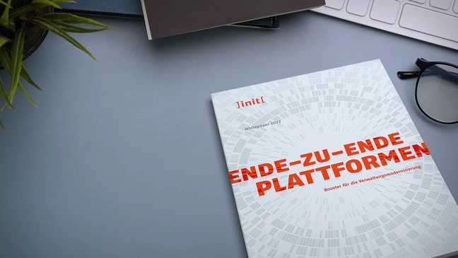 Cover des Whitepapers "Ende-zu-Ende-Plattformen für die öffentliche Verwaltung"