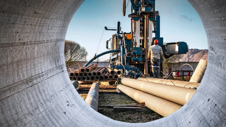 Erdbohrung auf einer Baustelle