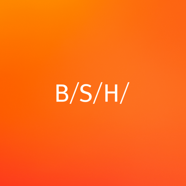 Logo of BSH Home Appliances in front of an orange-red colored background.